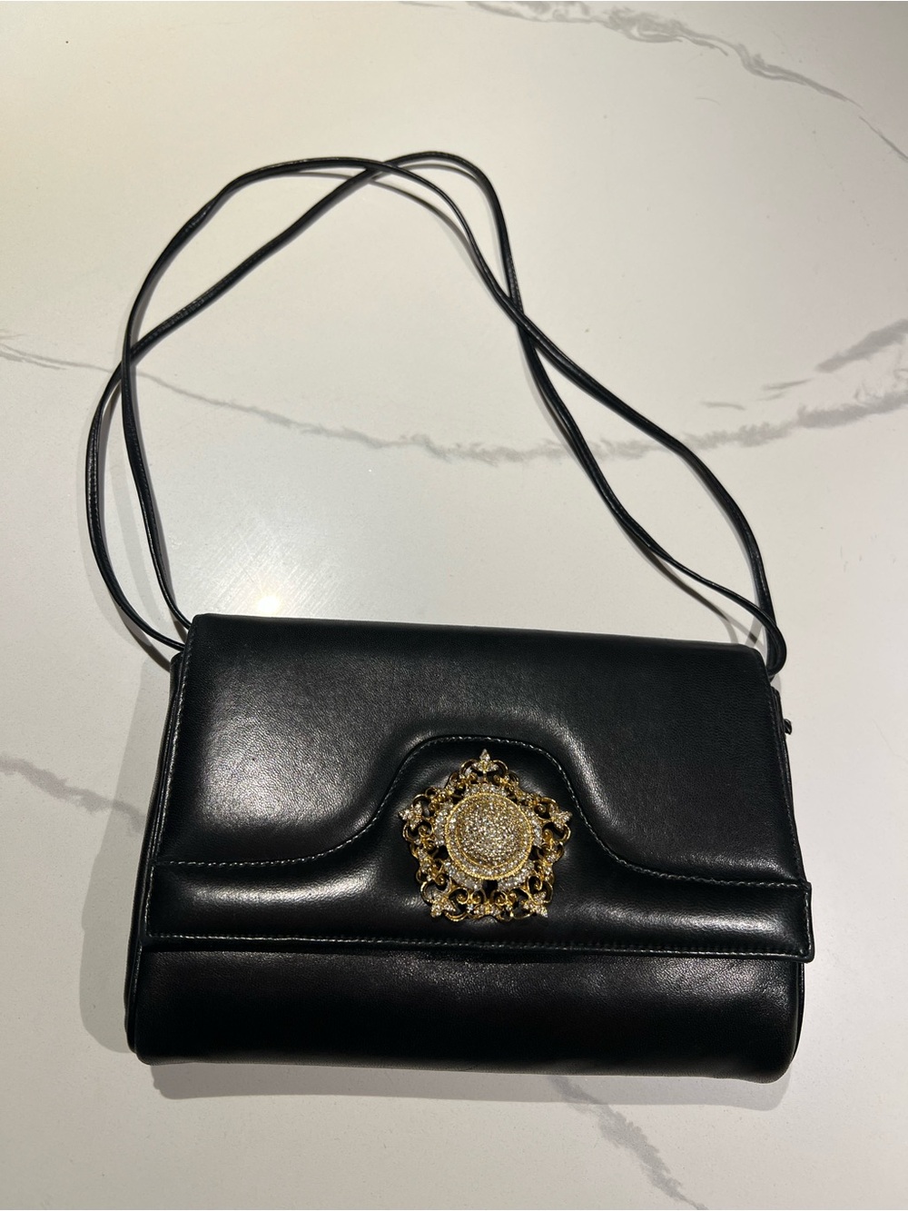 Vintage Susan Grail black leather evening bag